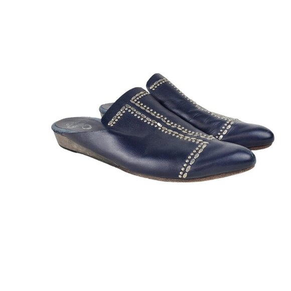 Calleen Cordero Shoes - Calleen Cordero Sheira Slides Navy Blue Studded Backless Mule Shoes Size 10